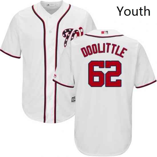 Youth Majestic Washington Nationals 62 Sean Doolittle Replica White Home Cool Base MLB Jersey